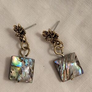 Abalone Gold and Iridescent Shell Drop Earrings